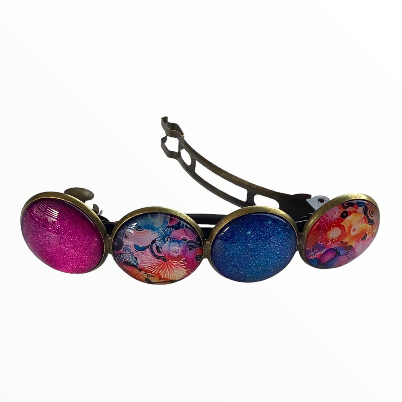 Color hairclip haarspeld blauw print xl