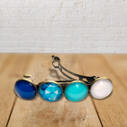 Color hairclip haarspeld blauw wit print xl - haarspelden