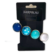 Color hairclip haarspeld blauw wit print xl - haarspelden