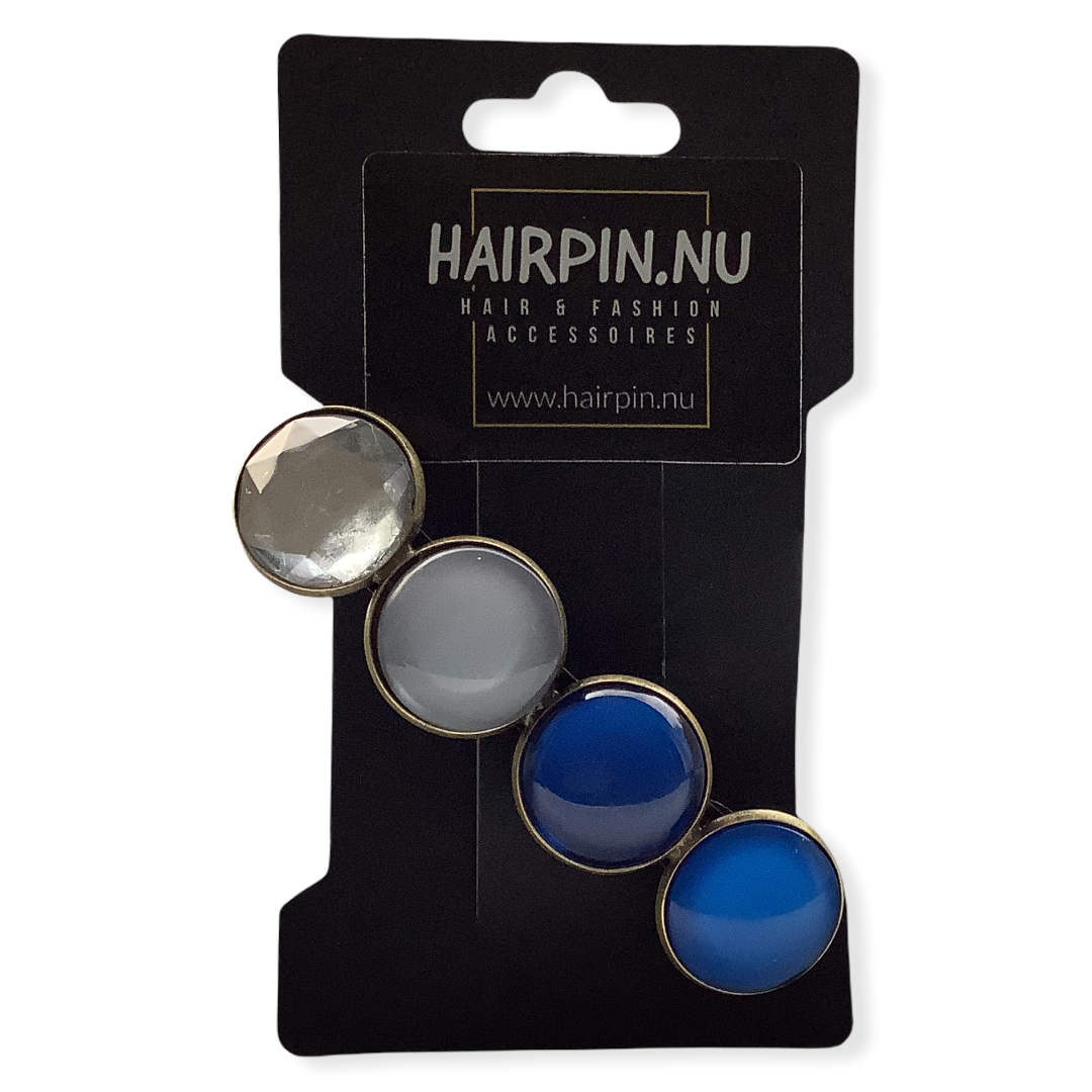 Color hairclip haarspeld blauw zilver grijs xl - haarspelden