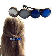 Color hairclip haarspeld blauw zilver grijs xl - haarspelden