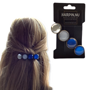 Color hairclip haarspeld blauw zilver grijs xl - haarspelden
