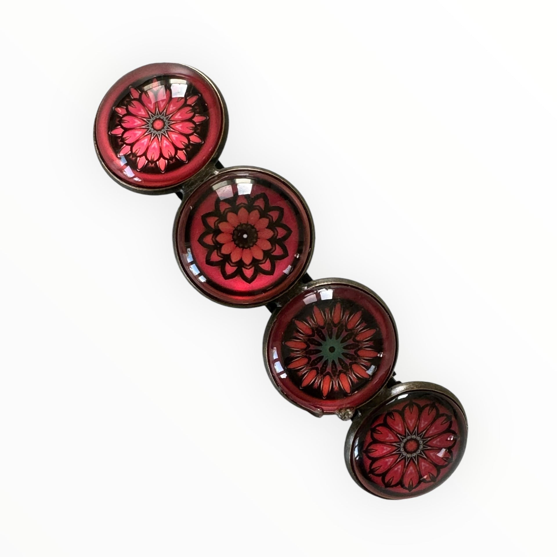 Color hairclip haarspeld bohemian ibiza boho rood zwartprint xl