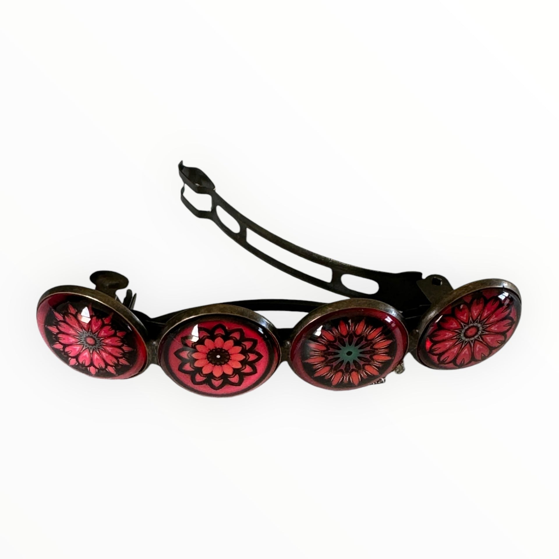 Color hairclip haarspeld bohemian ibiza boho rood zwartprint xl