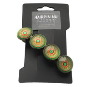 Color hairclip haarspeld bohemian ibiza groen oranje print xl
