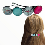 Color hairclip haarspeld boho roze turquoise ibiza xl - haarspelden