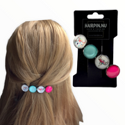 Color hairclip haarspeld boho roze turquoise ibiza xl - haarspelden