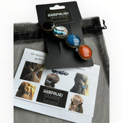 Color hairclip haarspeld bruin blauw print xl - haarspelden