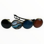 Color hairclip haarspeld bruin blauw print xl - haarspelden