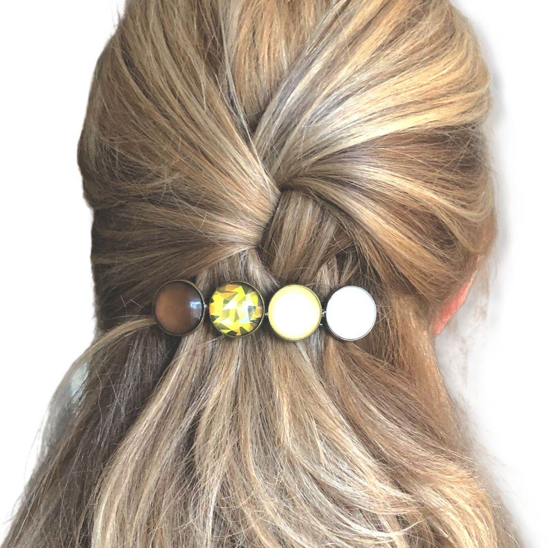 Color hairclip haarspeld bruin geel xl - haarspelden