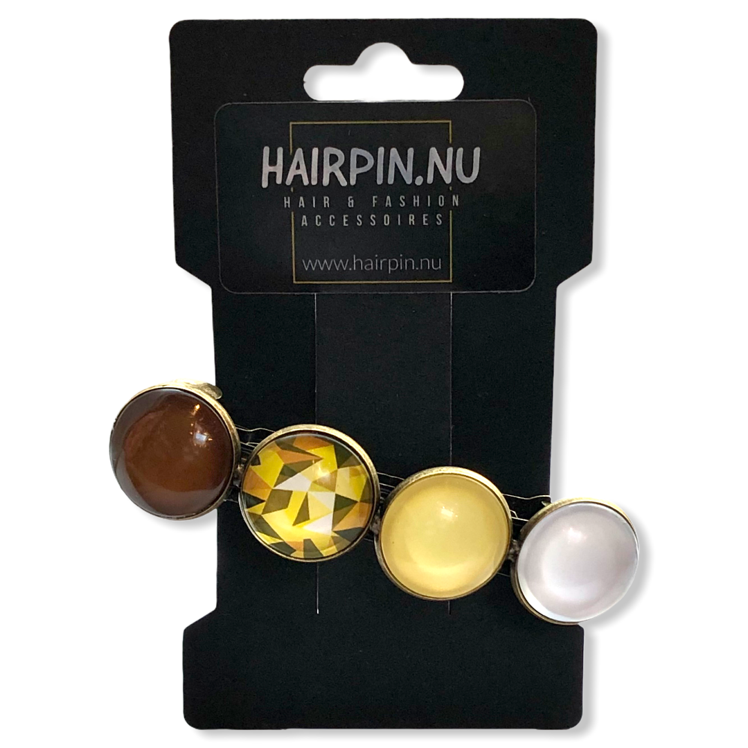 Color hairclip haarspeld bruin geel xl - haarspelden