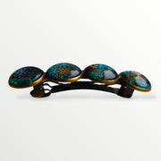 Color hairclip haarspeld bruin turquoise print xl - haarspelden