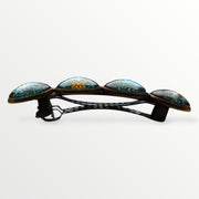 Color hairclip haarspeld bruin turquoise print xl - haarspelden