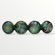 Color hairclip haarspeld bruin turquoise print xl - haarspelden