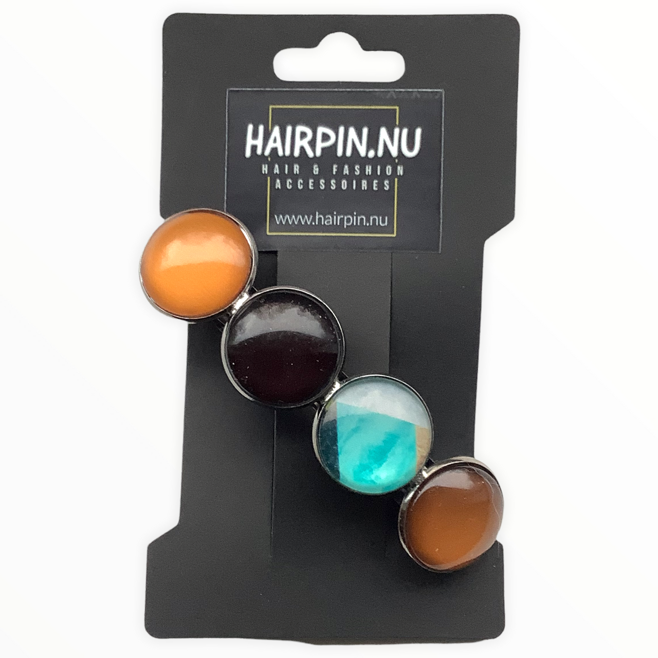 Color hairclip haarspeld bruin turquoise xl - haarspelden