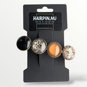Color hairclip haarspeld bruin zwart print - haarspelden