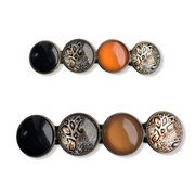 Color hairclip haarspeld bruin zwart print - haarspelden