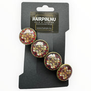 Color hairclip haarspeld bruinrood print xl