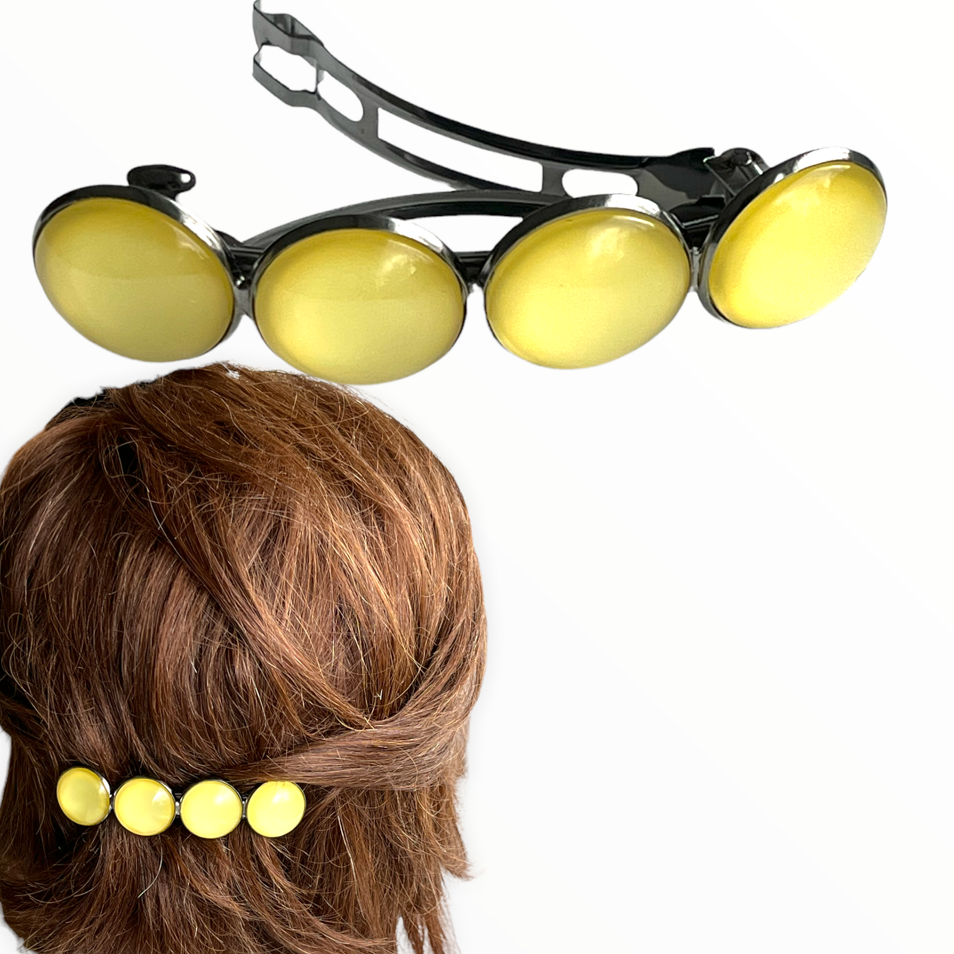 Color hairclip haarspeld effen geel xl