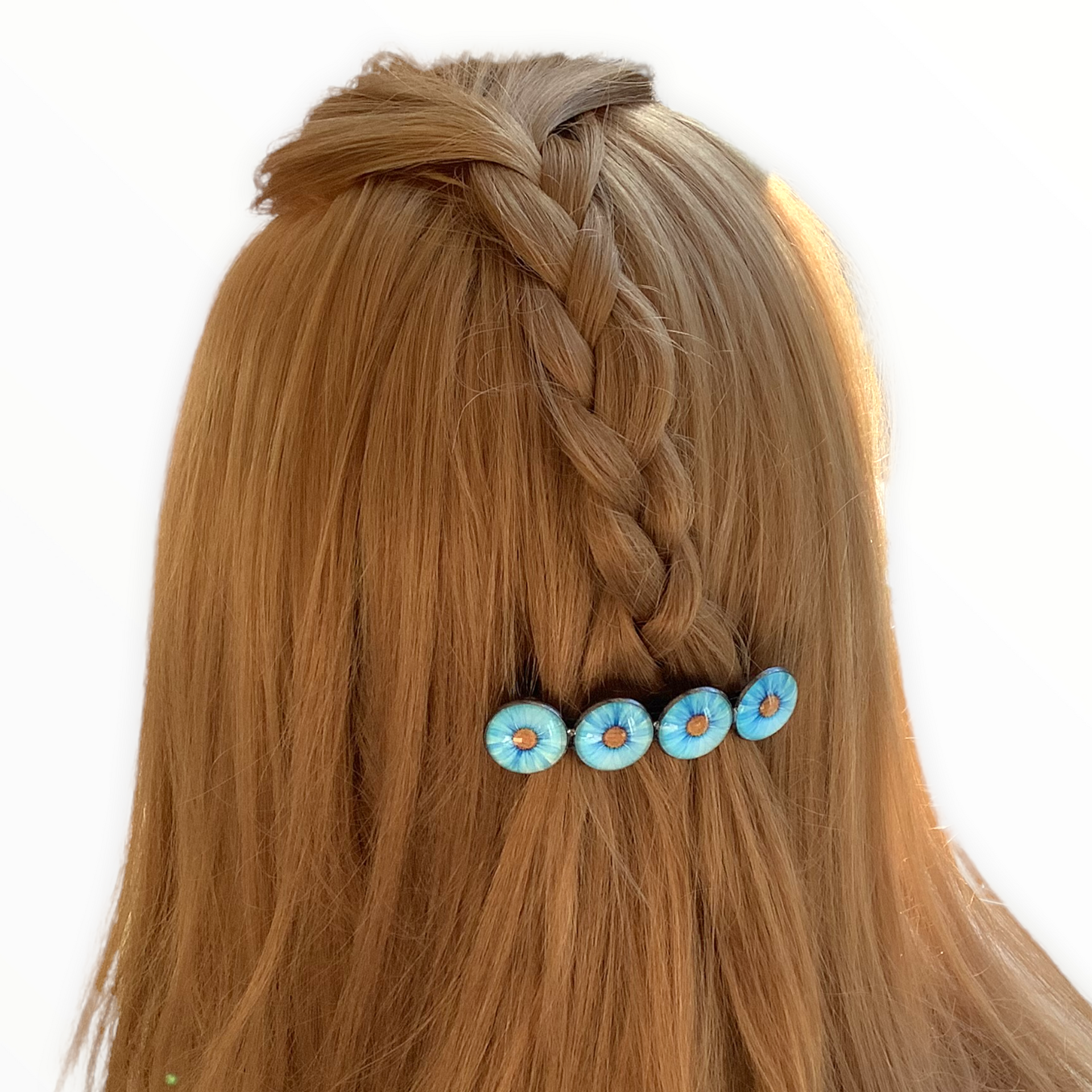 Color hairclip haarspeld flowers blue xl - haarspelden