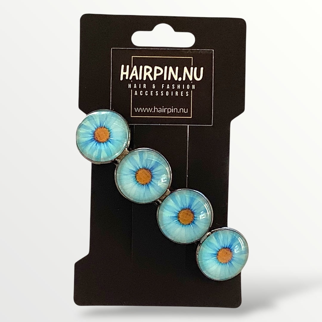 Color hairclip haarspeld flowers blue xl - haarspelden