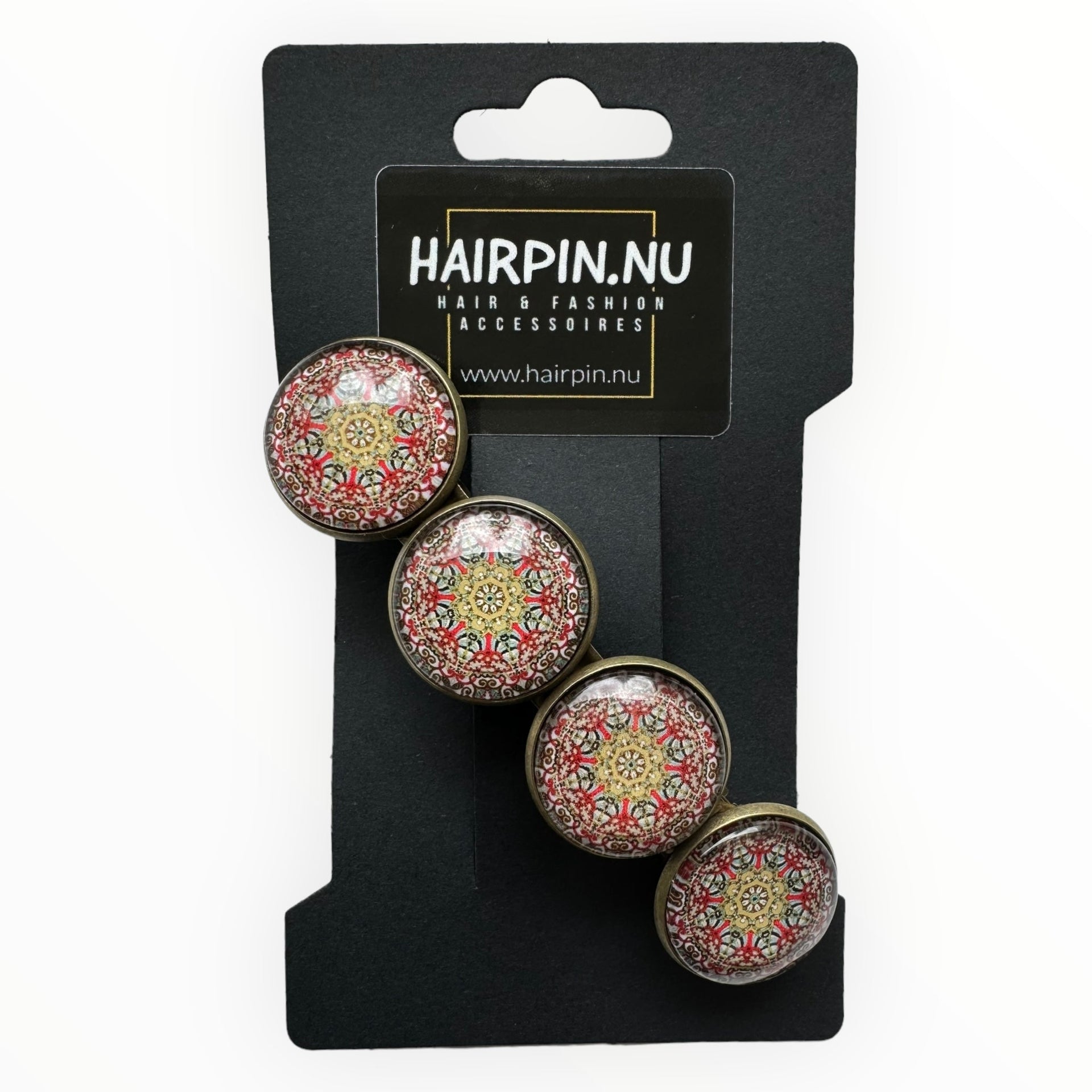 Color hairclip haarspeld geel rood print xl - haarspelden