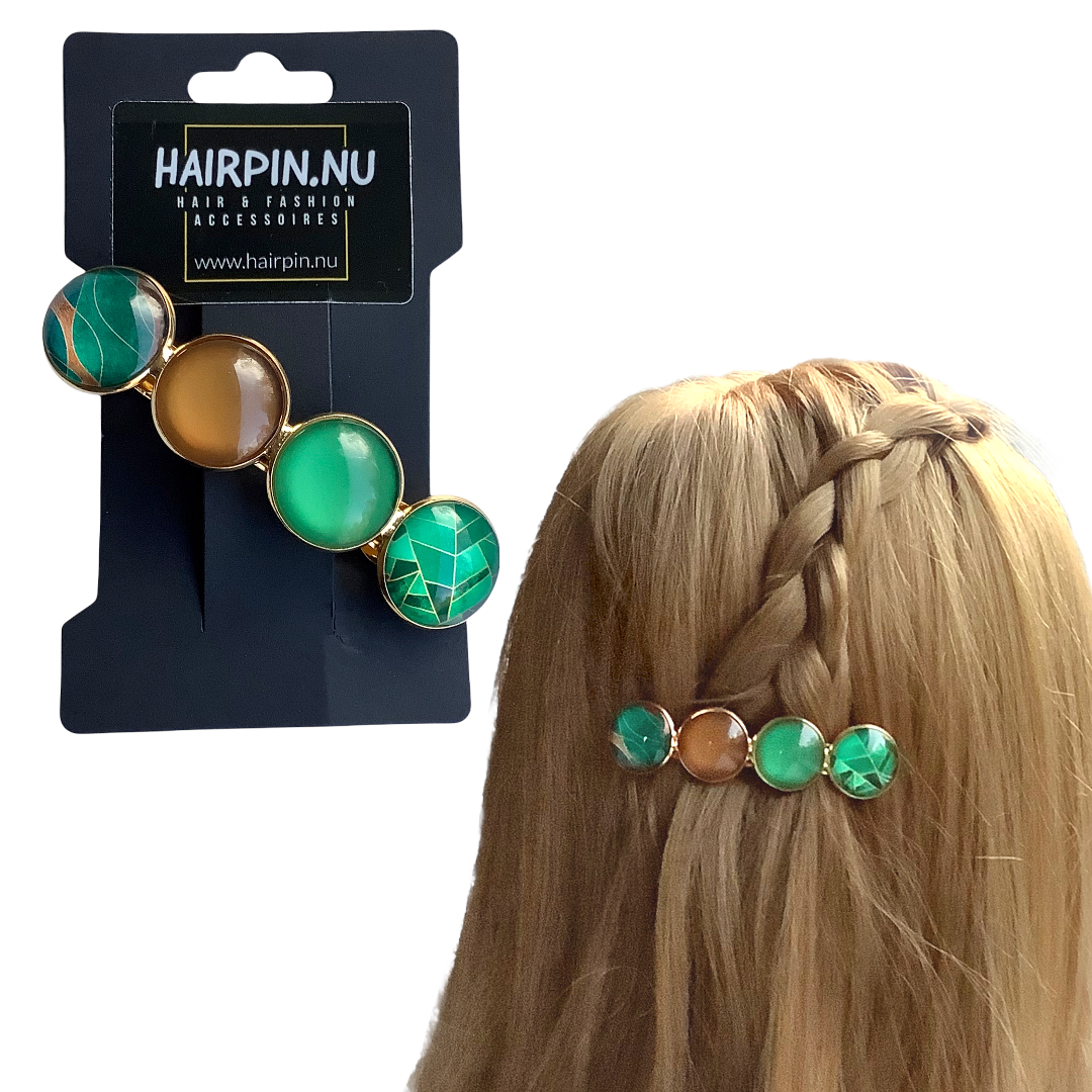 Color hairclip haarspeld goud groen xl - haarspelden