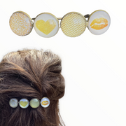 Color hairclip haarspeld goudgeel wit xl - haarspelden