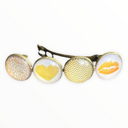 Color hairclip haarspeld goudgeel wit xl - haarspelden