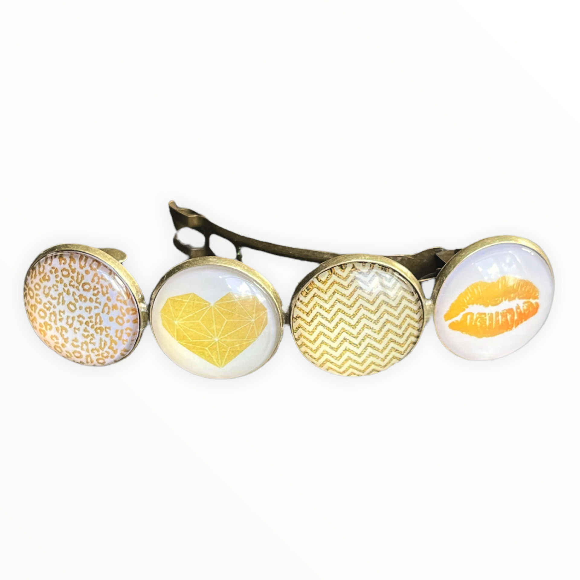 Color hairclip haarspeld goudgeel wit xl - haarspelden