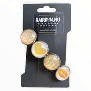 Color hairclip haarspeld goudgeel wit xl - haarspelden