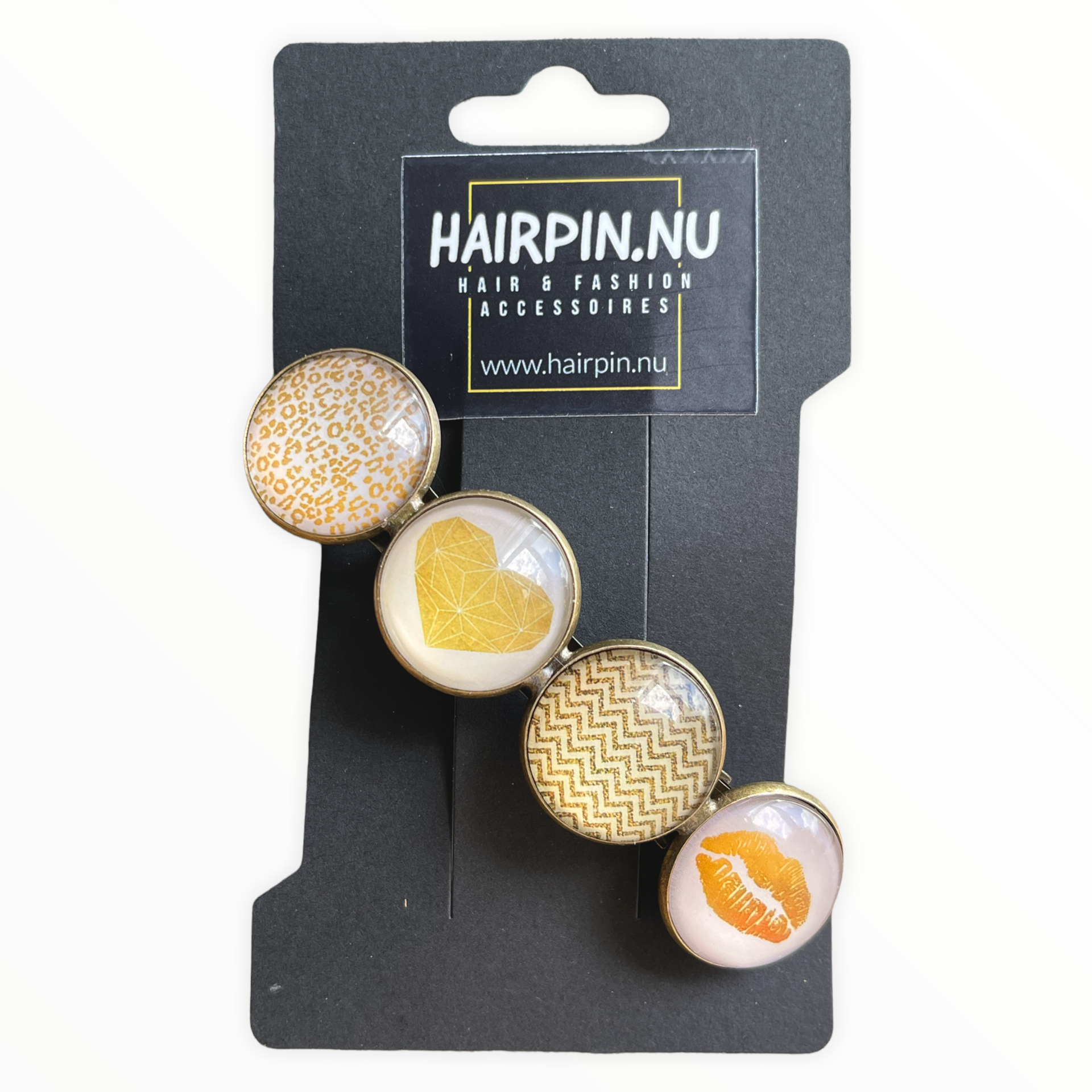 Color hairclip haarspeld goudgeel wit xl - haarspelden