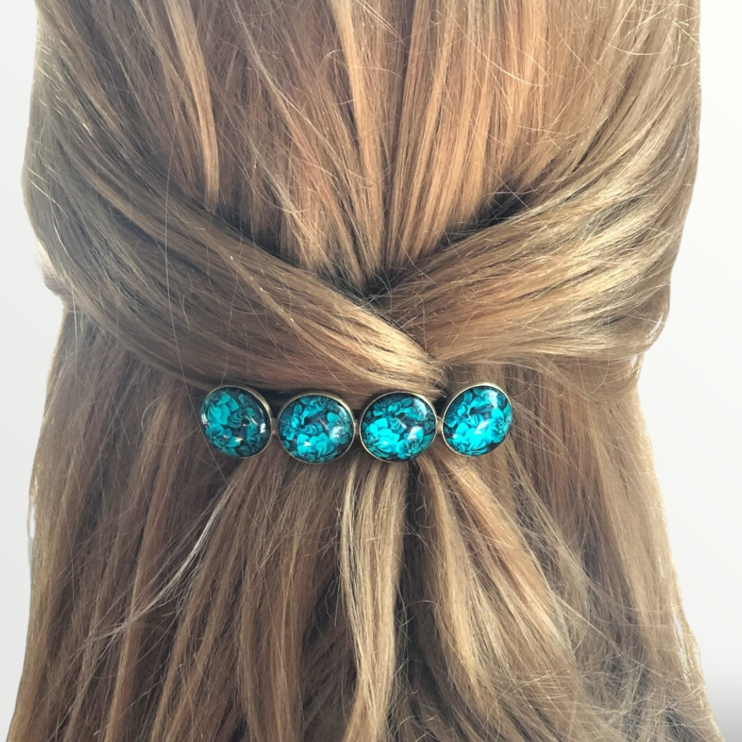 Color hairclip haarspeld green/bleu xl - haarspelden
