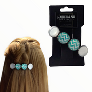 Color hairclip haarspeld groen-wit xl - haarspelden