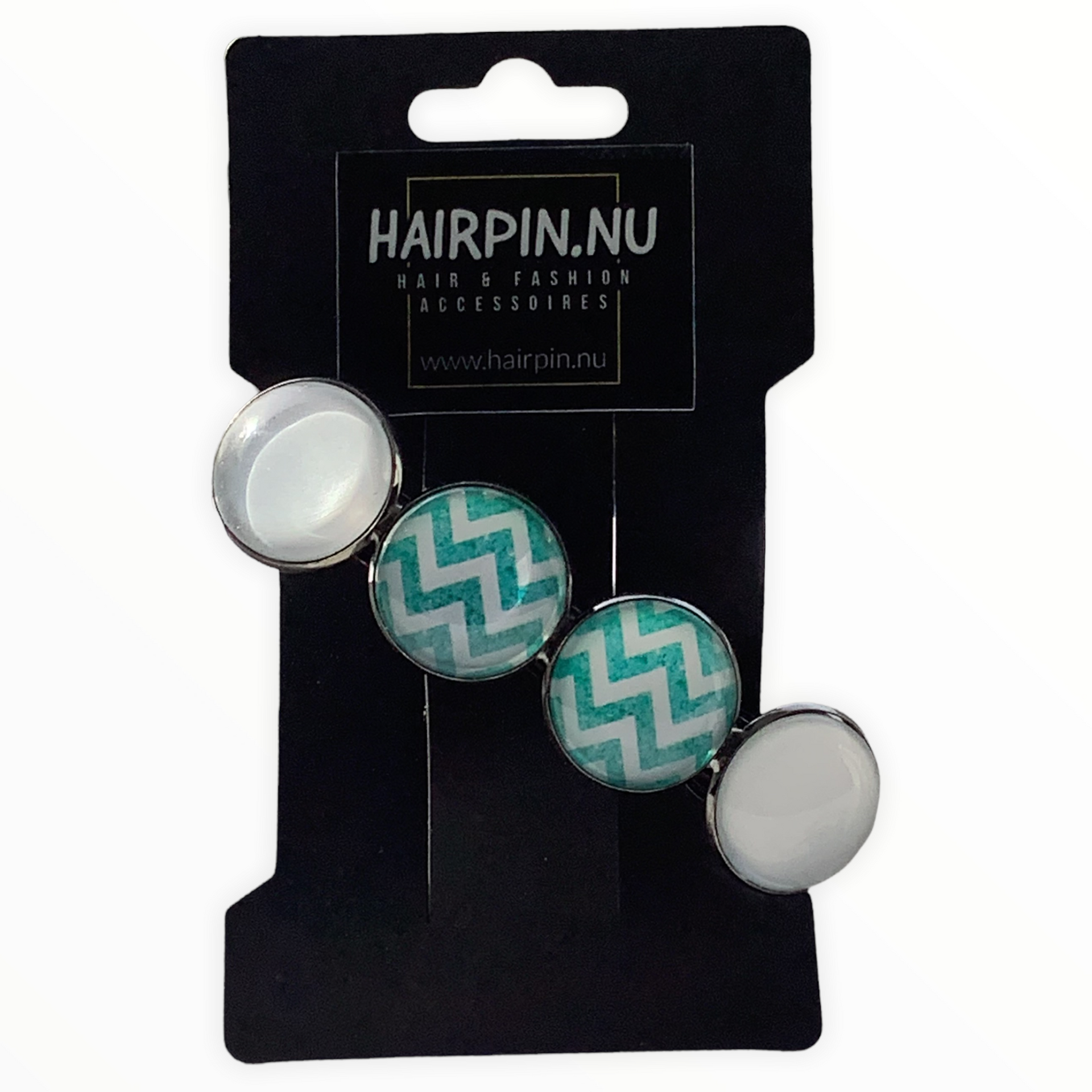 Color hairclip haarspeld groen-wit xl - haarspelden