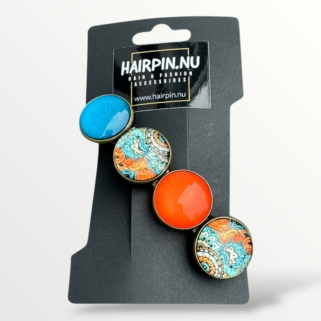 Color hairclip haarspeld ibiza print oranje turquoise xl - haarspelden