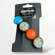Color hairclip haarspeld ibiza print oranje turquoise xl - haarspelden