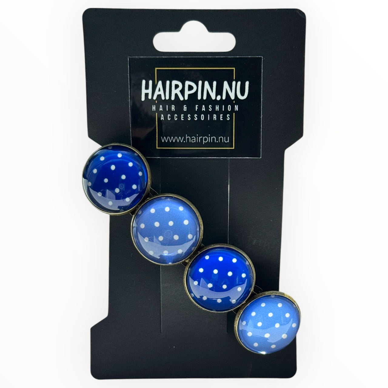 Color hairclip haarspeld ibiza style blue dots xl - haarspelden