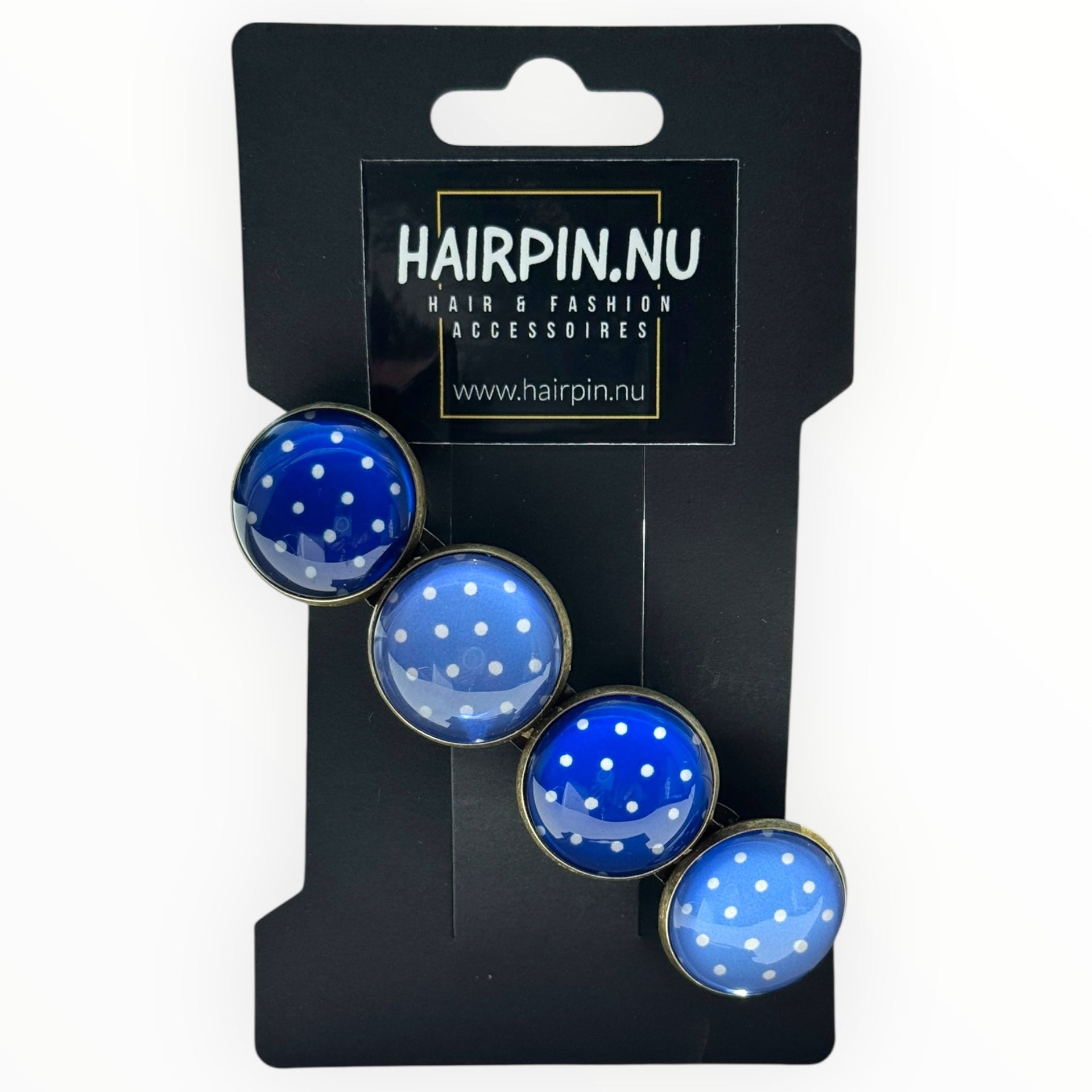 Color hairclip haarspeld ibiza style blue dots xl - haarspelden