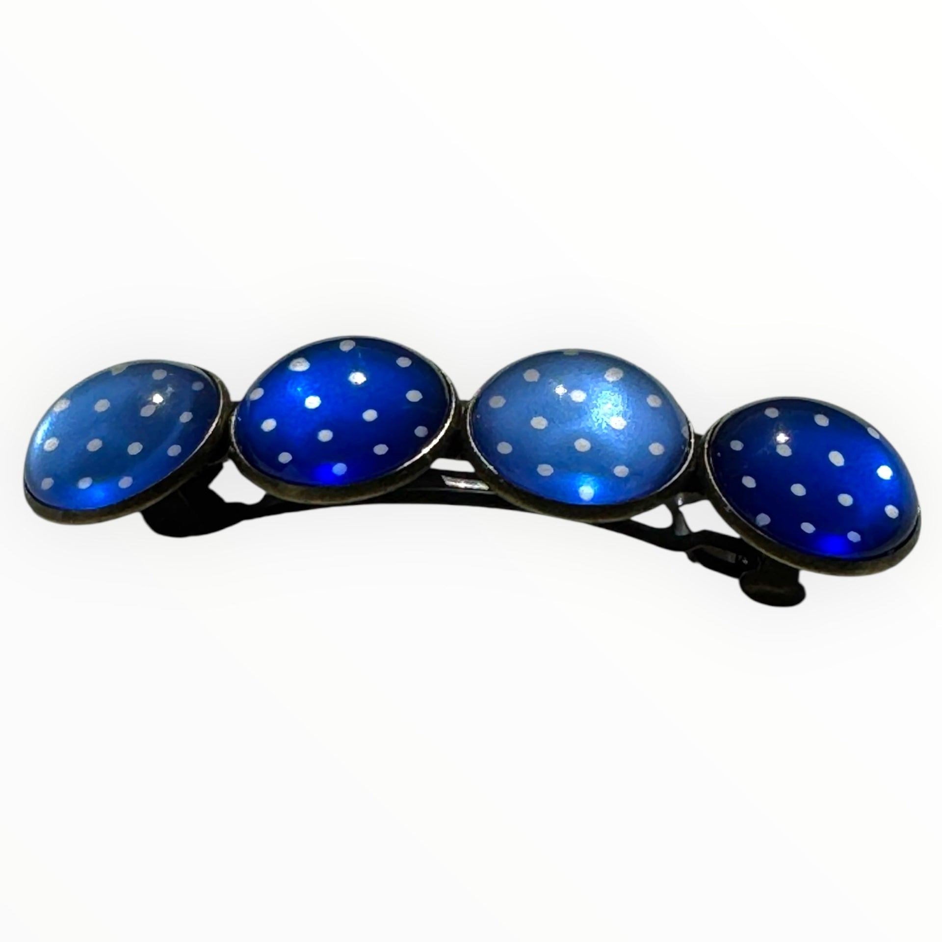 Color hairclip haarspeld ibiza style blue dots xl - haarspelden