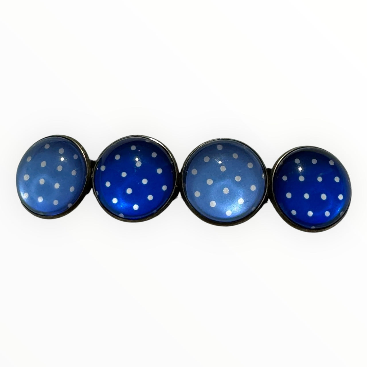 Color hairclip haarspeld ibiza style blue dots xl - haarspelden
