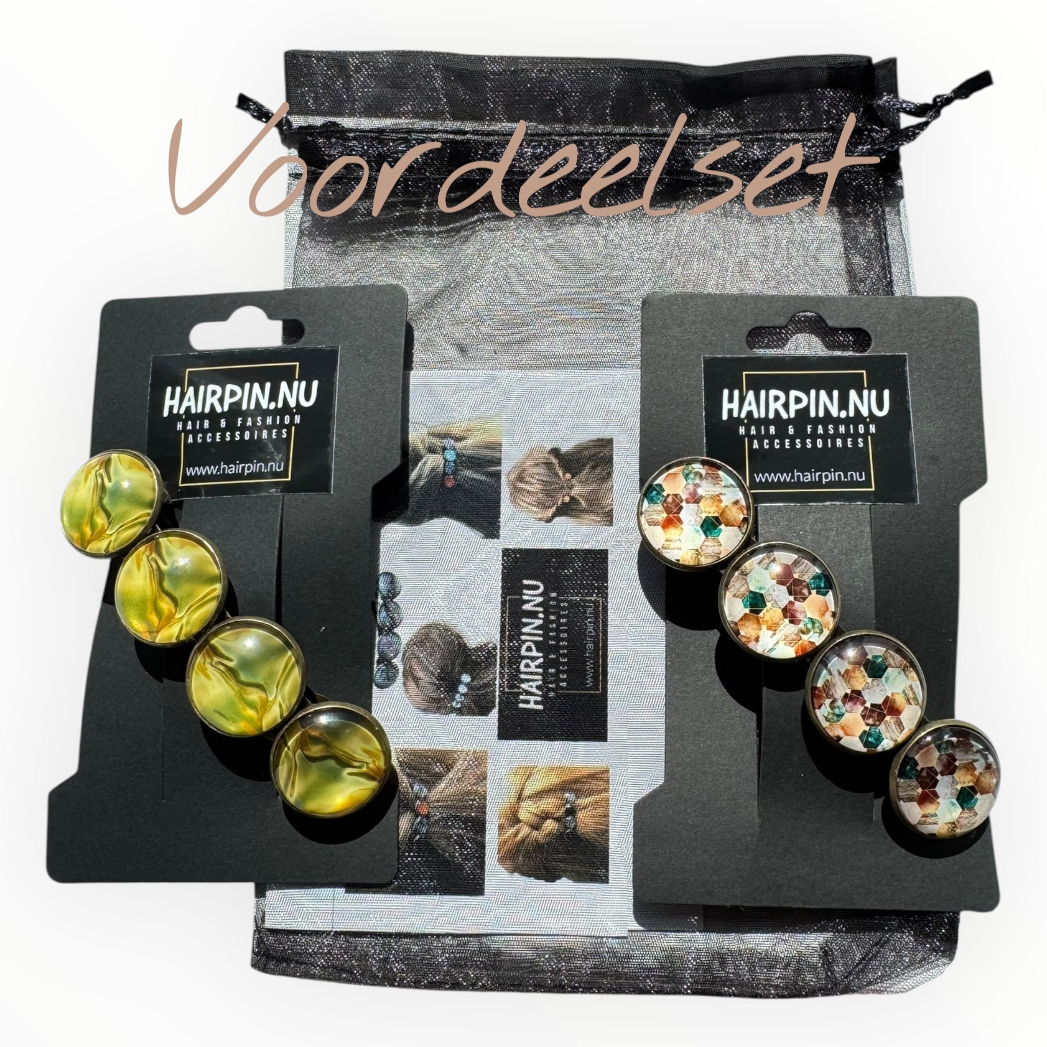 Color hairclip haarspeld ibiza style bruin groen xl - haarspelden