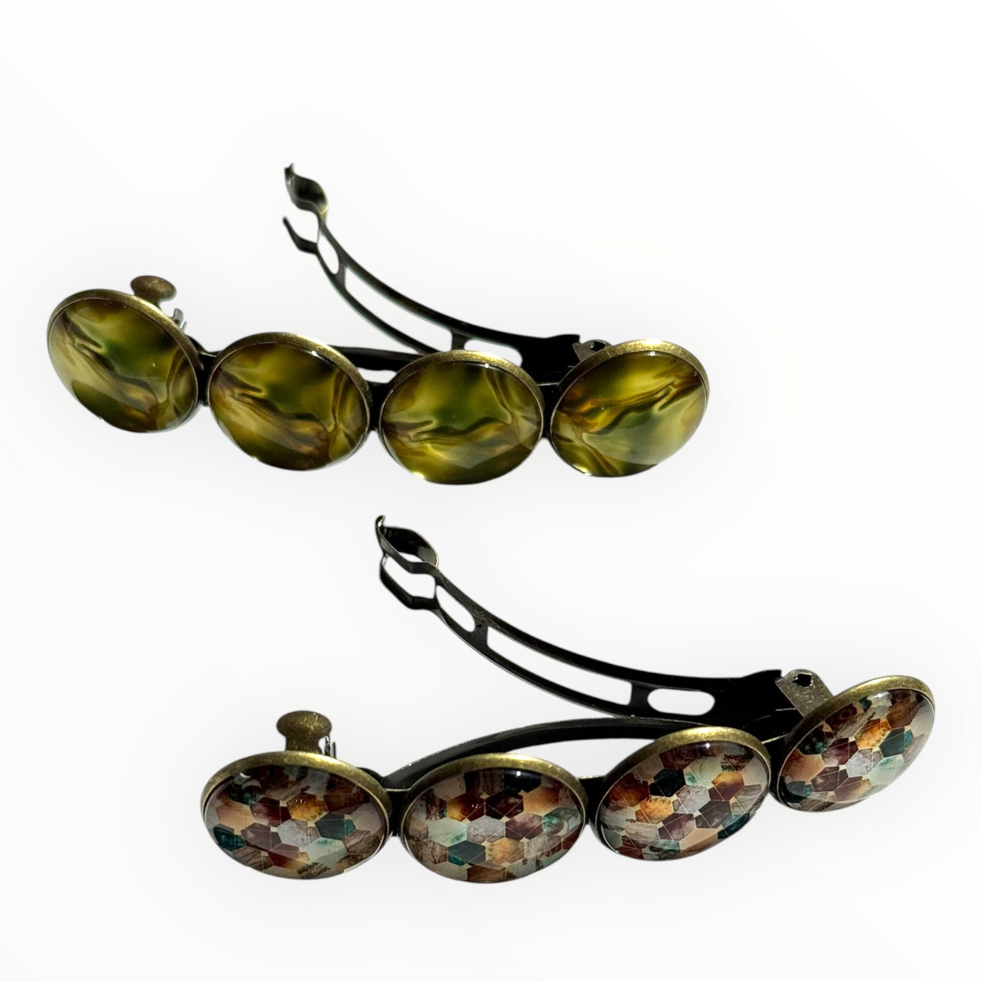 Color hairclip haarspeld ibiza style bruin groen xl - haarspelden