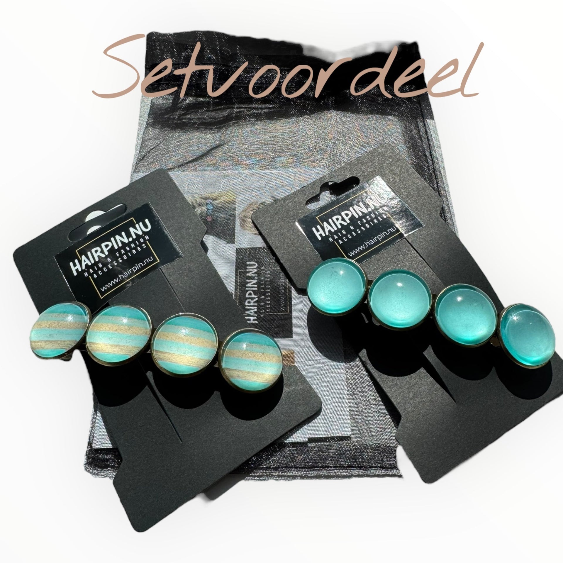 Color hairclip haarspeld ibiza style turquoise zand xl - haarspelden