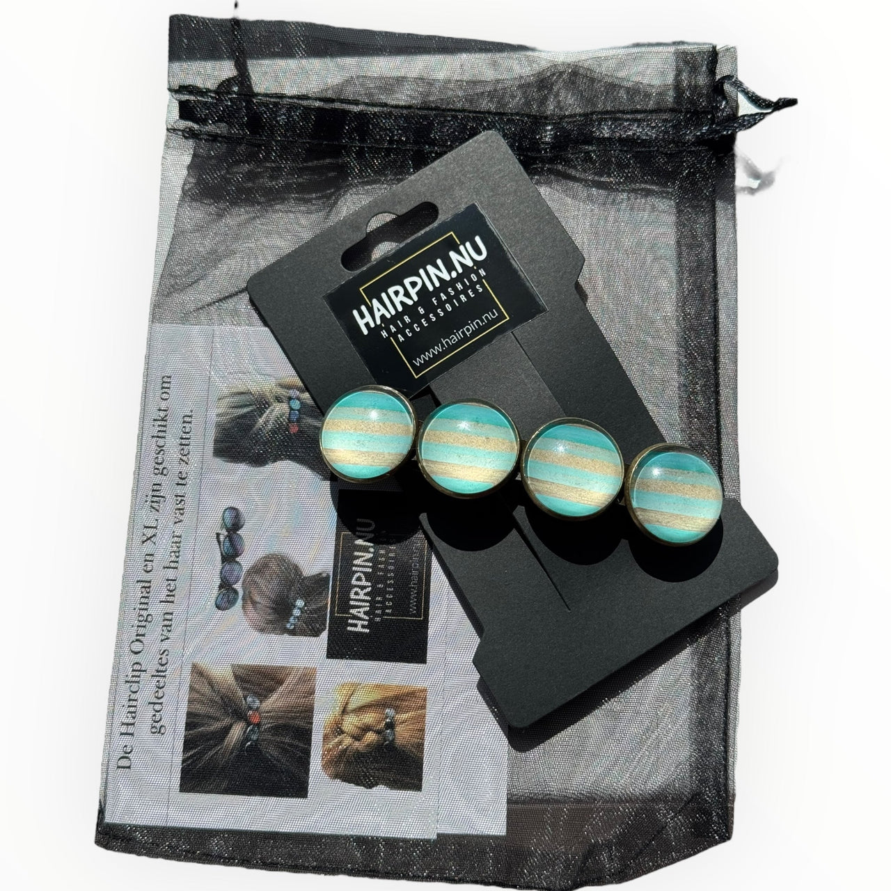 Color hairclip haarspeld ibiza style turquoise zand xl - haarspelden