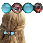 Color hairclip haarspeld ibiza turquoise print xl - haarspelden