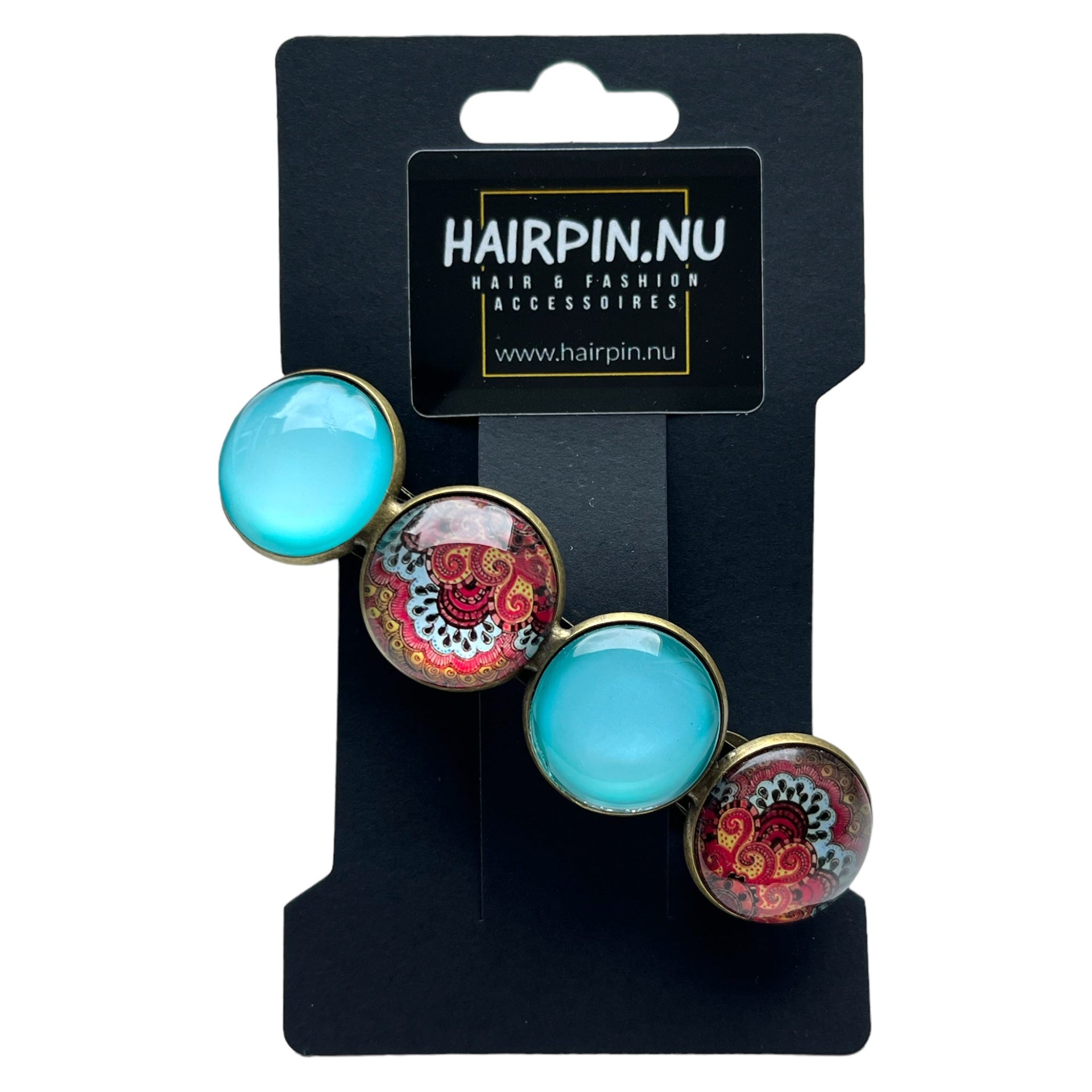 Color hairclip haarspeld ibiza turquoise print xl - haarspelden