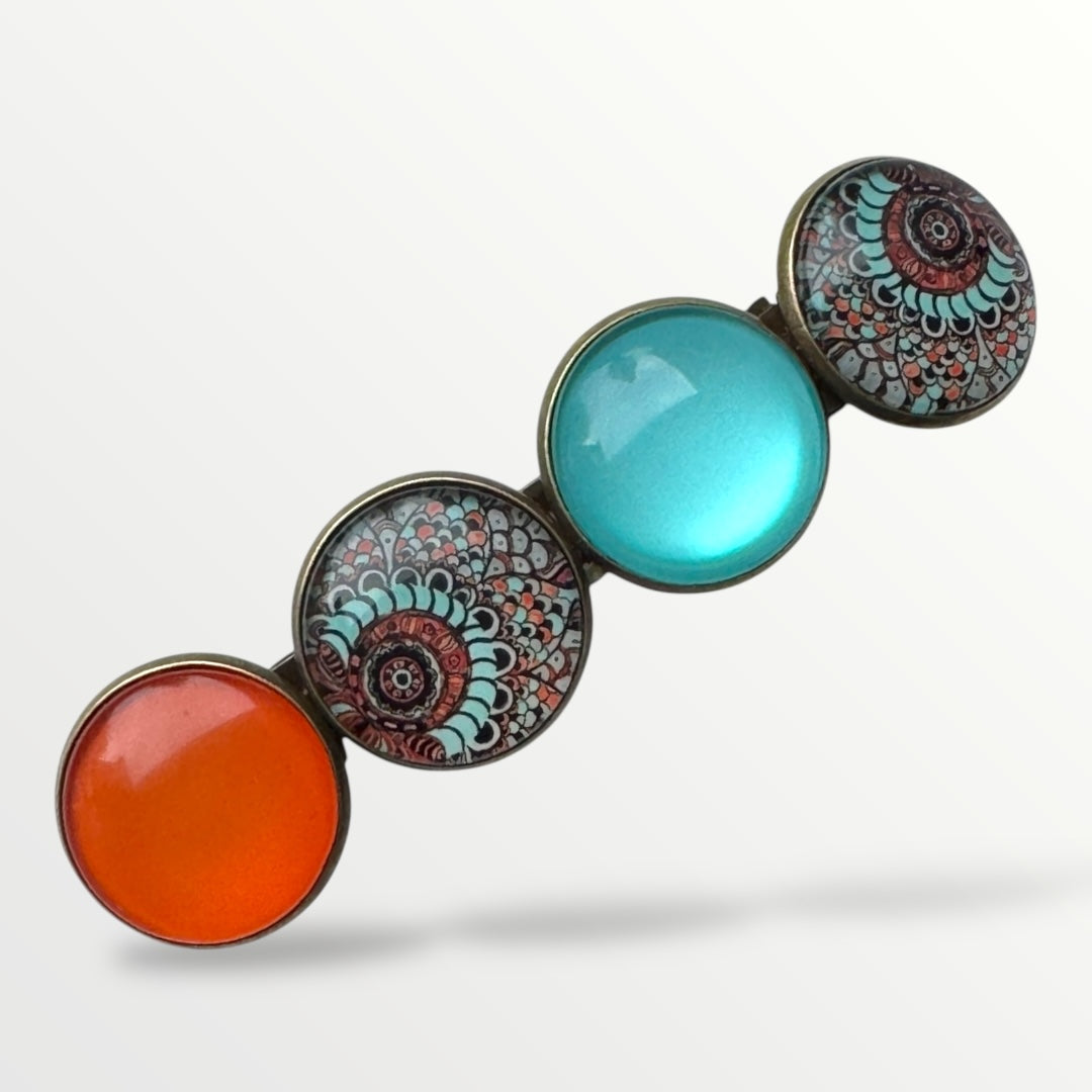 Color hairclip haarspeld ibiza turquoise print xl - haarspelden