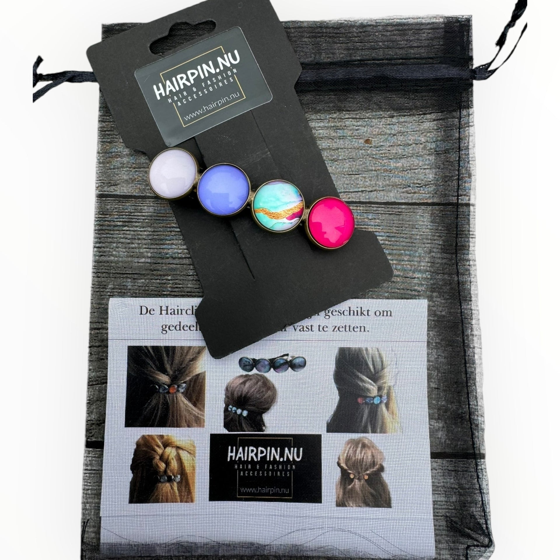 Color hairclip haarspeld lila pink print original