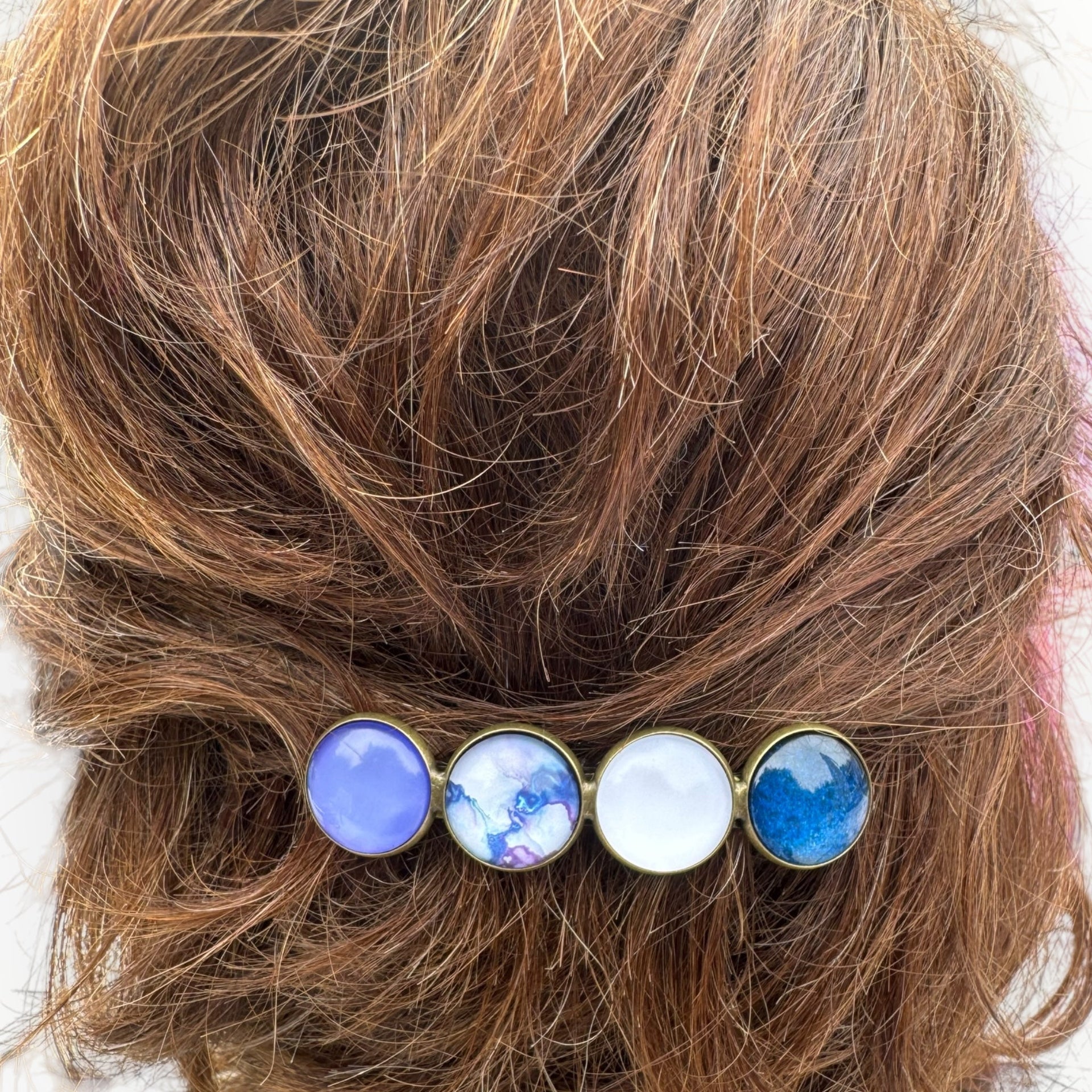 Color hairclip haarspeld lila wit blauw original